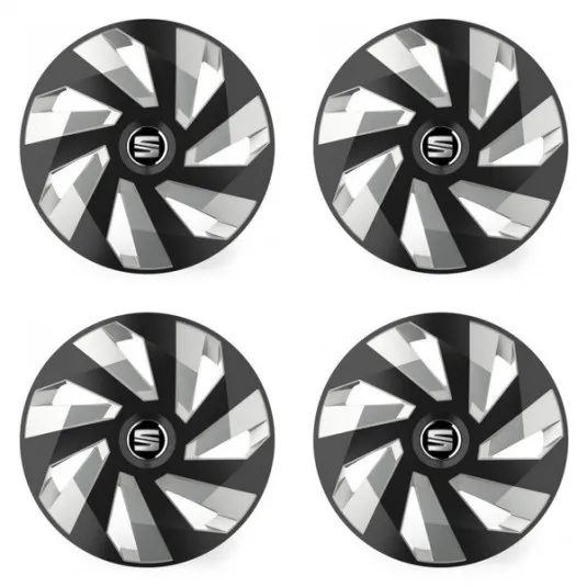 Puklice pre Seat 16 Vector RC black and silver