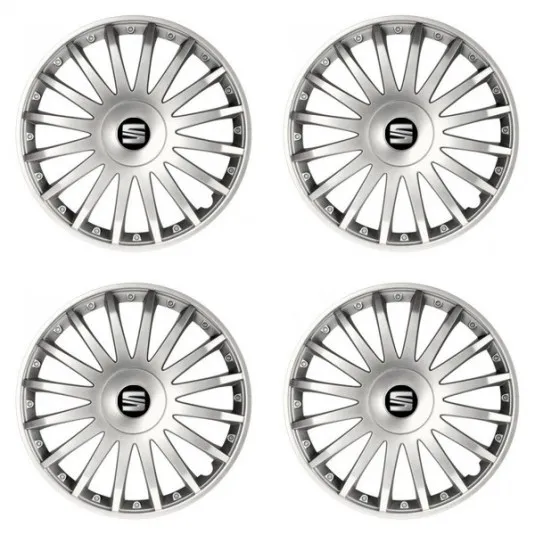 Puklice pre Seat 16 CRYSTAL silver