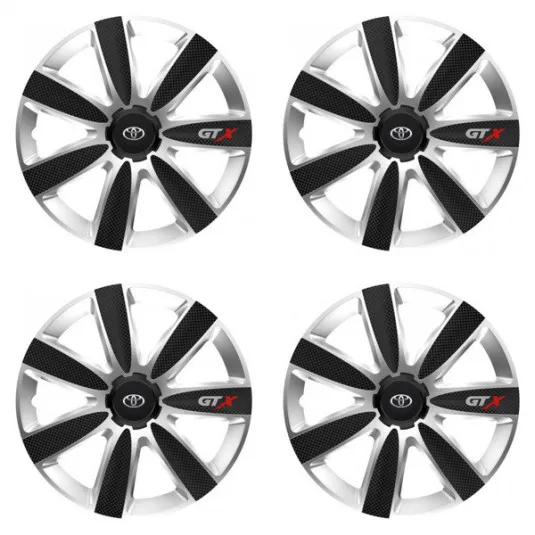 Puklice pre Toyota 16 GTX CARBON silver/black