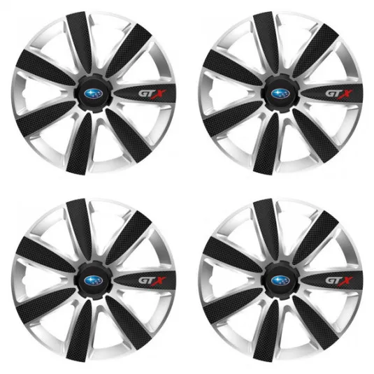Puklice pre Subaru 15 GTX CARBON silver/black
