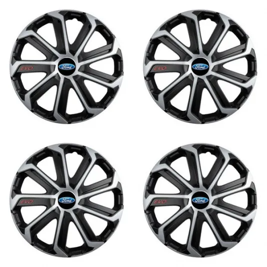 Puklice pre Ford 15 Evo black&silver