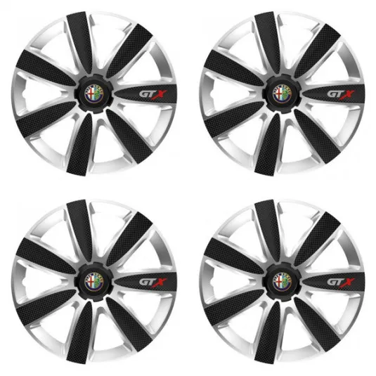 Puklice pre Alfa Romeo 14 GTX CARBON silver/black