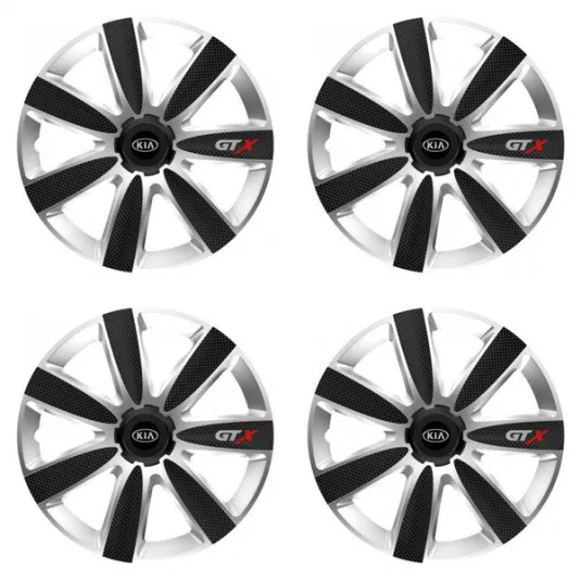Puklice pre Kia (staršie logo) 14 GTX CARBON silver/black