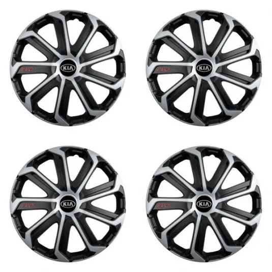 Puklice pre Kia (staršie logo) 15 Evo black&silver