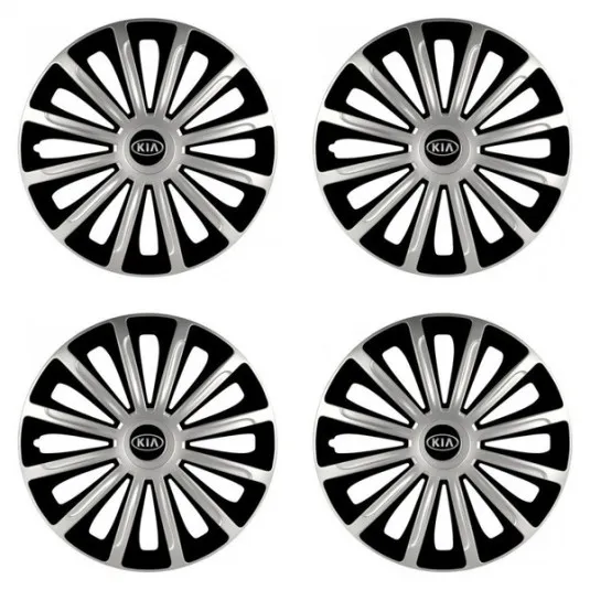 Puklice pre Kia (staršie logo) 15 TREND silver and black