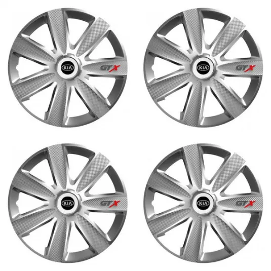Puklice pre Kia (staršie logo) 15 GTX CARBON silver