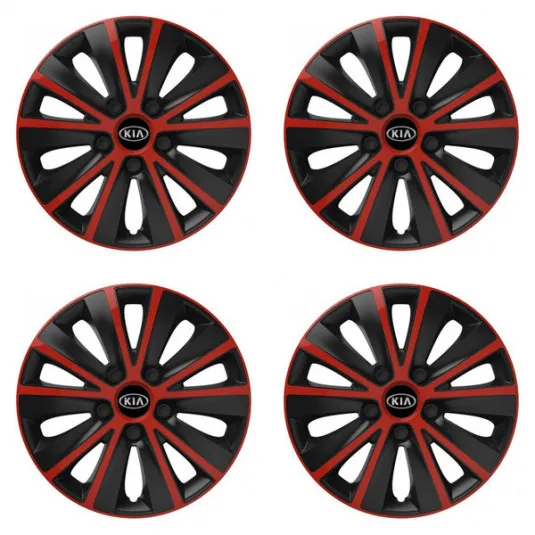 Puklice pre Kia (staršie logo) 15 RAPIDE red and black