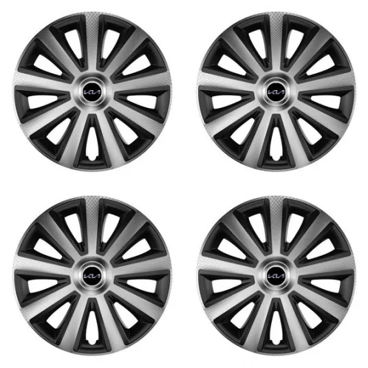 Puklice pre Kia (nové logo) 14 Aviator carbon silver&black