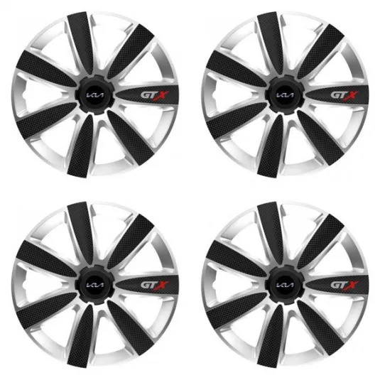 Puklice pre Kia (nové logo) 15 GTX CARBON silver/black