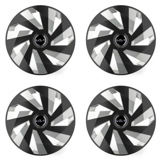 Puklice pre Kia (nové logo) 16 Vector RC black and silver