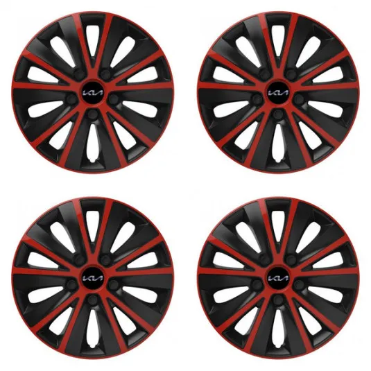 Puklice pre Kia (nové logo) 16 RAPIDE red and black