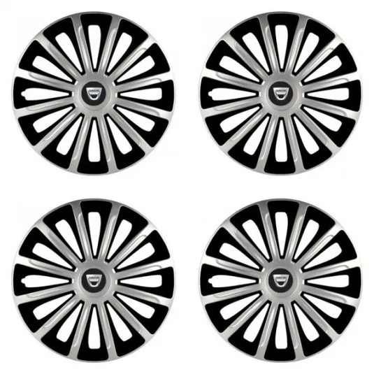 Puklice pre Dacia (staršie logo) 15 TREND silver and black