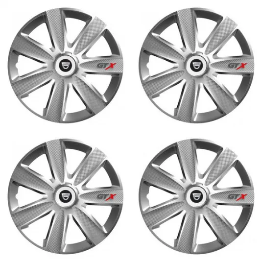 Puklice pre Dacia (staršie logo) 16 GTX CARBON silver