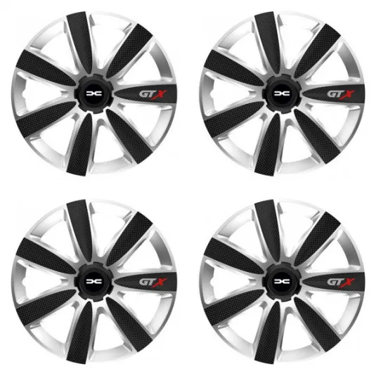 Puklice pre Dacia (nové logo) 14 GTX CARBON silver/black