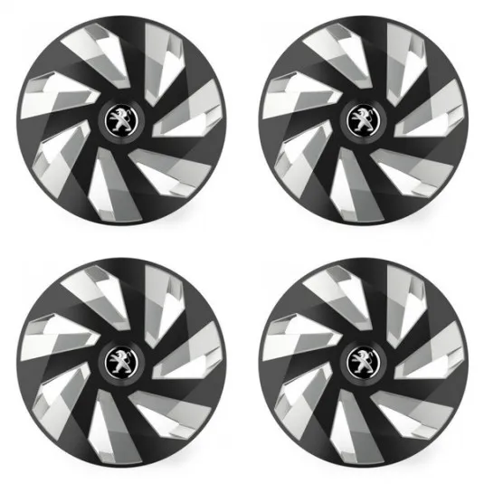 Puklice pre Peugeot (staršie logo) 14 Vector RC black and silver