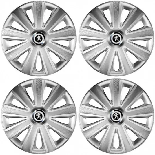 Puklice pre Peugeot (staršie logo) 15 Aviator carbon silver