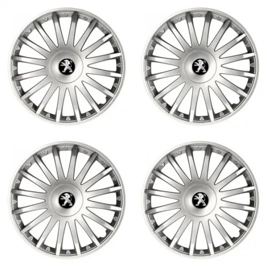 Puklice pre Peugeot (staršie logo) 15 CRYSTAL silver