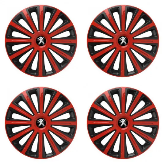 Puklice pre Peugeot (staršie logo) 16 TREND red and black