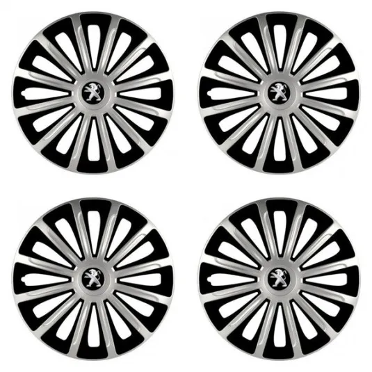 Puklice pre Peugeot (staršie logo) 16 TREND silver and black