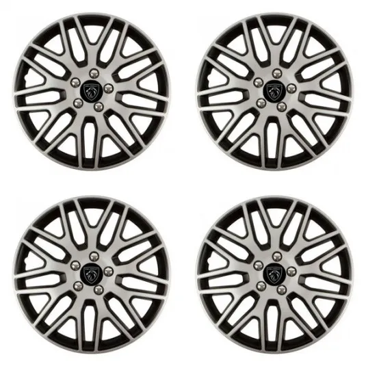 Puklice pre Peugeot (nové logo) 14 Dakar NC silver and black