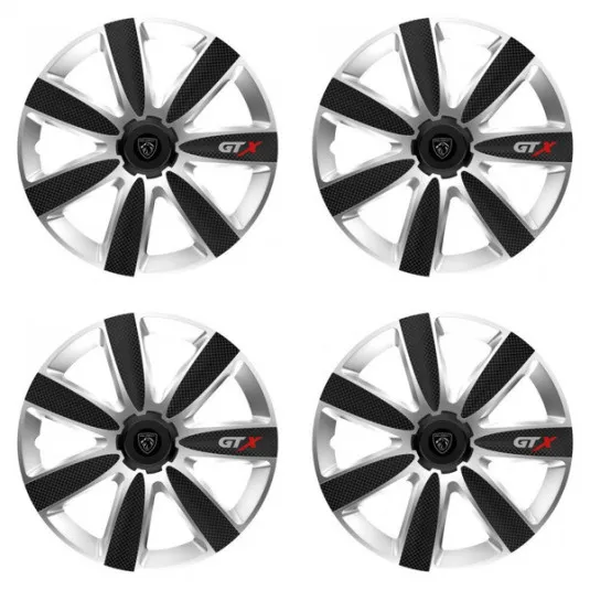 Puklice pre Peugeot (nové logo) 14 GTX CARBON silver/black