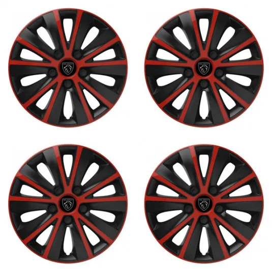 Puklice pre Peugeot (nové logo) 14 RAPIDE red and black