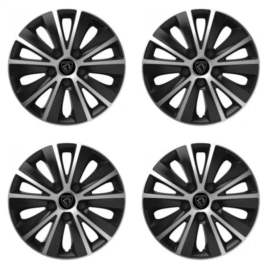 Puklice pre Peugeot (nové logo) 14 RAPIDE silver and black
