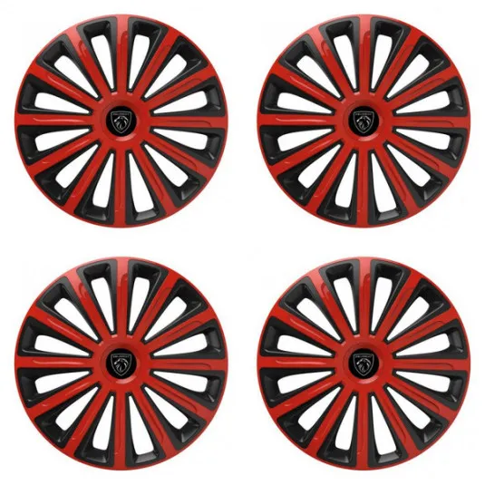 Puklice pre Peugeot (nové logo) 15 TREND red and black