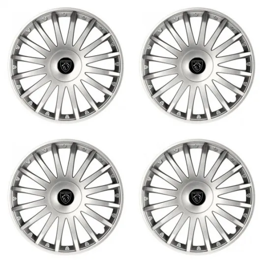 Puklice pre Peugeot (nové logo) 15 CRYSTAL silver
