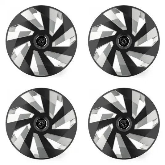 Puklice pre Peugeot (nové logo) 16 Vector RC black and silver