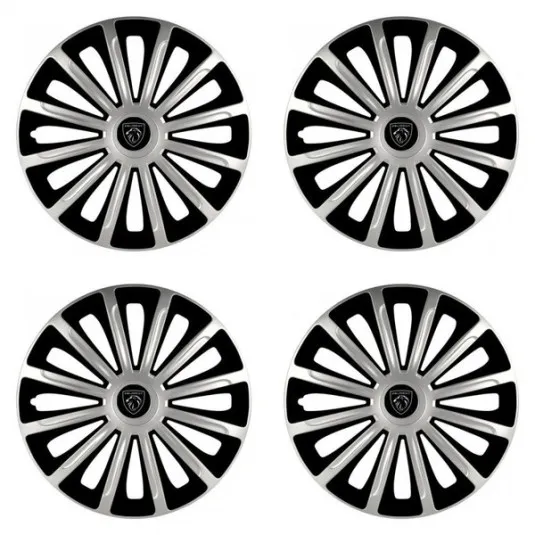 Puklice pre Peugeot (nové logo) 16 TREND silver and black