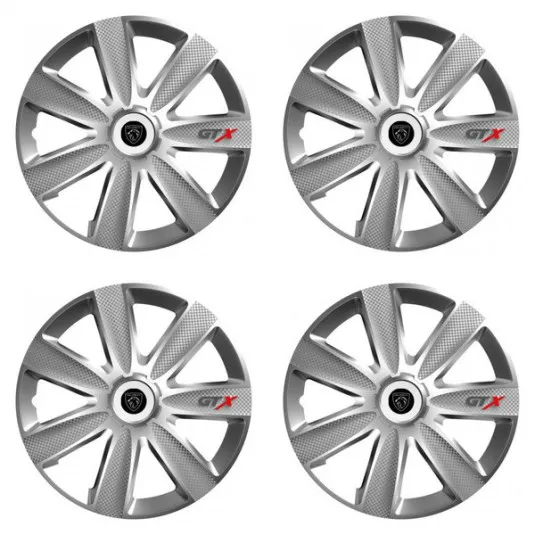 Puklice pre Peugeot (nové logo) 16 GTX CARBON silver