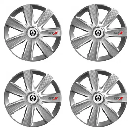 Puklice pre Renault (staršie logo) 15 GTX CARBON silver