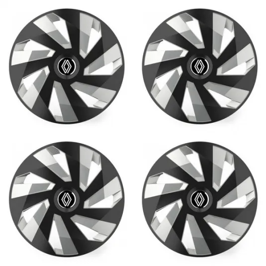 Puklice pre Renault (nové logo) 14 Vector RC black and silver