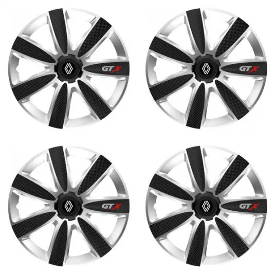 Puklice pre Renault (nové logo) 14 GTX CARBON silver/black