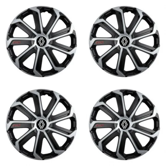 Puklice pre Renault (nové logo) 15 Evo black&silver