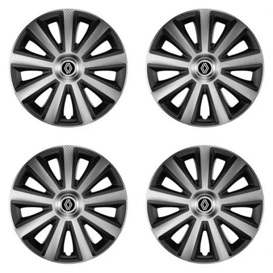 Puklice pre Renault (nové logo) 16 Aviator carbon silver&black