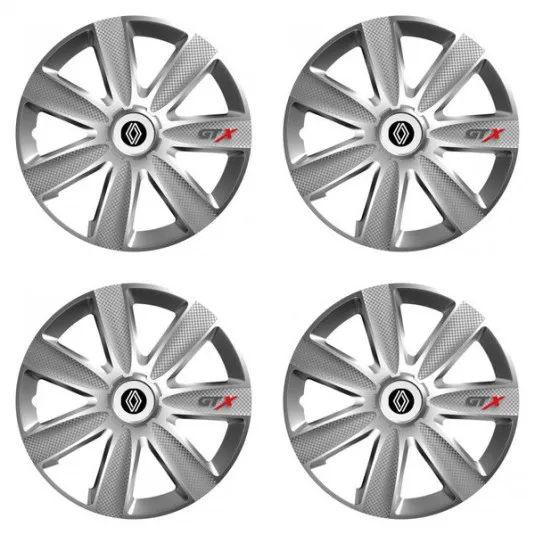 Puklice pre Renault (nové logo) 16 GTX CARBON silver
