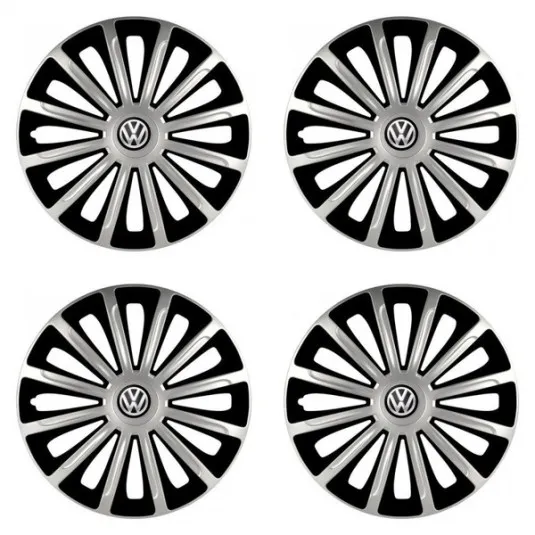 Puklice pre VW (čierne) 15 TREND silver and black