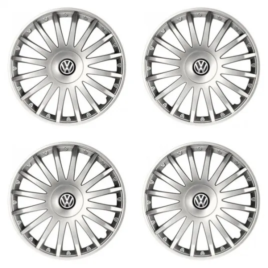 Puklice pre VW (čierne) 15 CRYSTAL silver