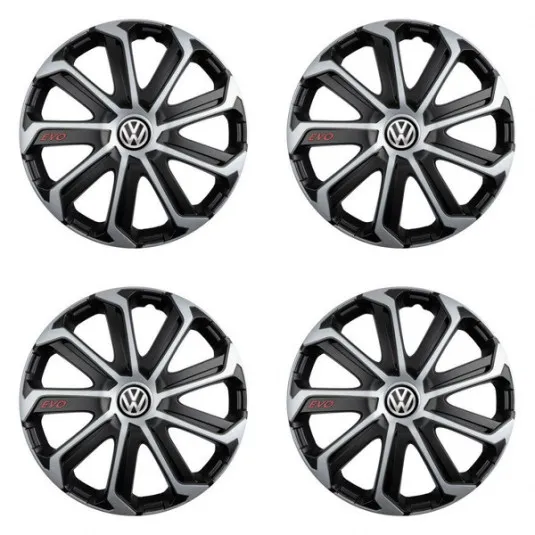 Puklice pre VW (čierne) 16 Evo black&silver