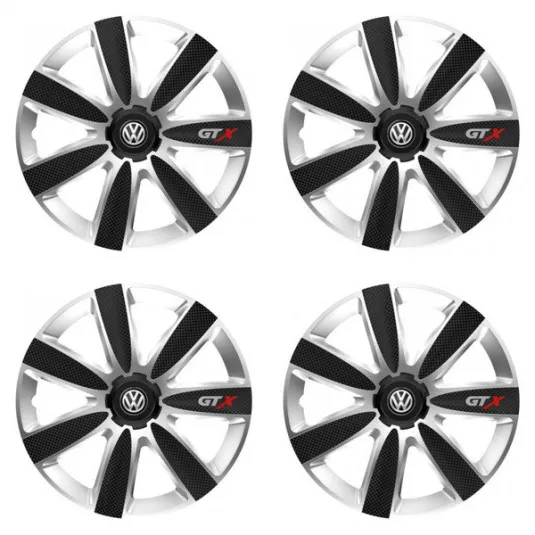 Puklice pre VW (čierne) 16 GTX CARBON silver/black