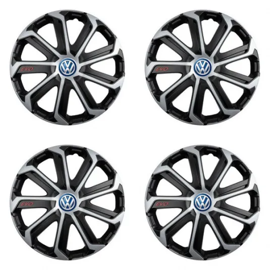 Puklice pre VW (modré) 15 Evo black&silver