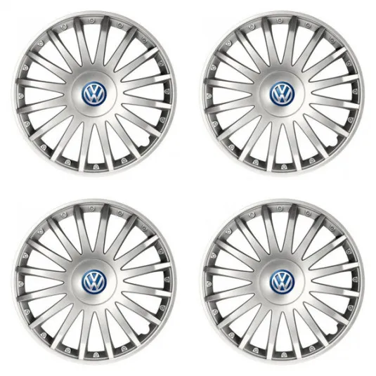 Puklice pre VW (modré) 16 CRYSTAL silver