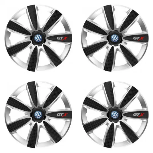 Puklice pre VW (modré) 16 GTX CARBON silver/black
