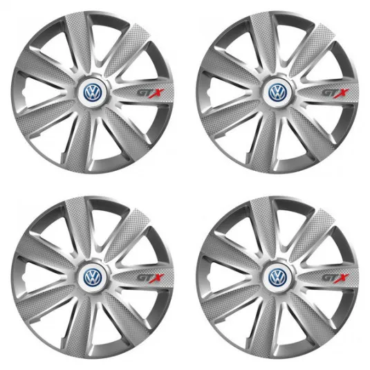Puklice pre VW (modré) 16 GTX CARBON silver