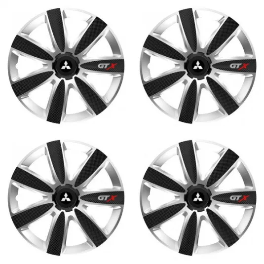 Puklice pre Mitsubishi (strieborné) 14 GTX CARBON silver/black