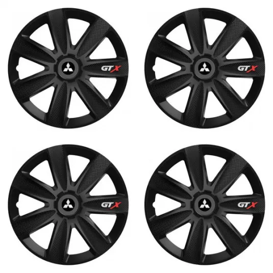 Puklice pre Mitsubishi (strieborné) 14 GTX CARBON black