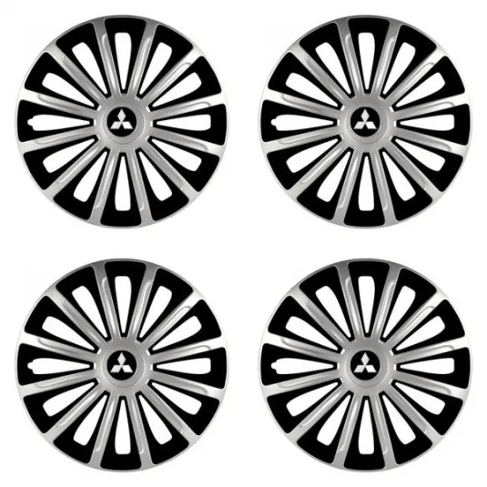 Puklice pre Mitsubishi (strieborné) 15 TREND silver and black