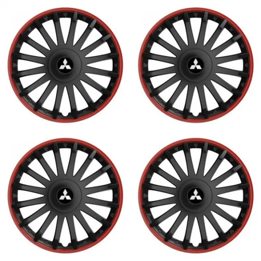 Puklice pre Mitsubishi (strieborné) 15 CRYSTAL RO black